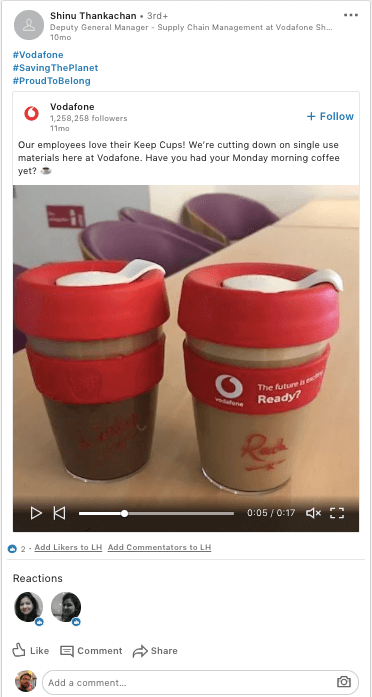 Vodafone employee highlighting a good cause